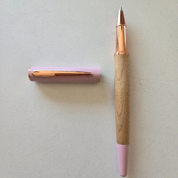 Oberthur Pink Rose Gold Golden Wood Pen